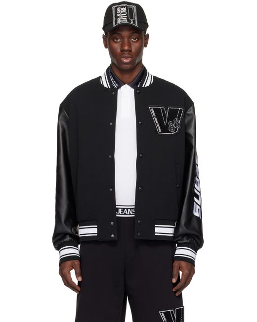 Versace Jeans Couture Patch Faux-Leather Bomber Jacket