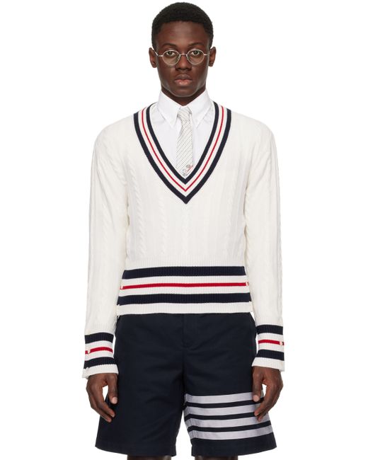 Thom Browne Off Cable Knit Sweater