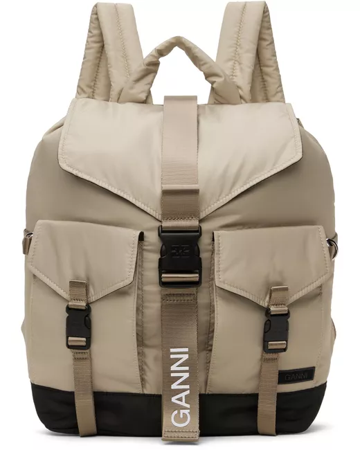 Ganni Taupe Tech Backpack