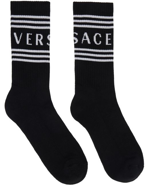 Versace Black 90s Vintage Logo Socks