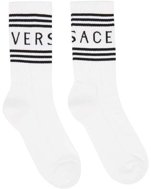 Versace Black 90s Vintage Logo Socks