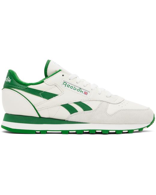 Reebok Classics Off-White Green Classic Leather 1983 Vintage Sneakers