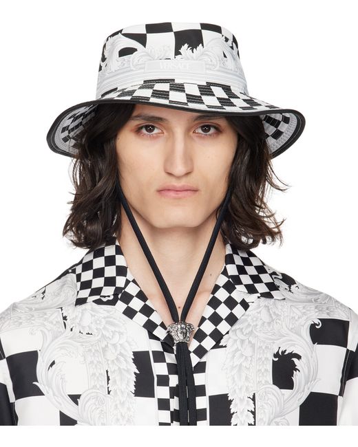 Versace Black White Damier Print Hat