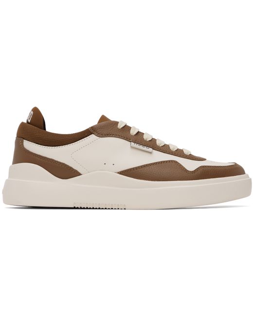 Hugo Boss Off-White Leather Lace-Up Sneakers
