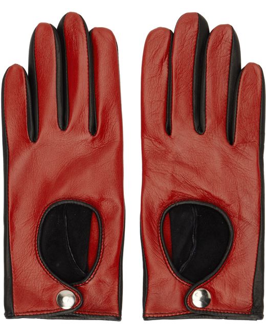 Ernest W. Baker Black Contrast Leather Driving Gloves
