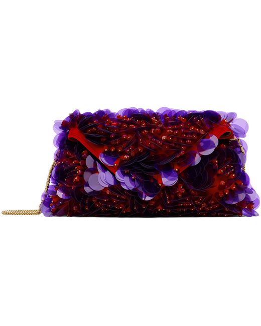Dries Van Noten Purple Sequin Embellished Shoulder Bag