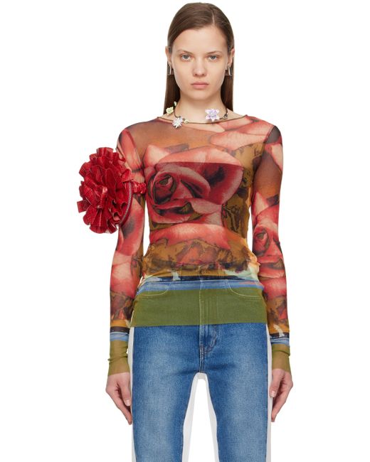 Jean Paul Gaultier Red Roses Long Sleeve T-Shirt