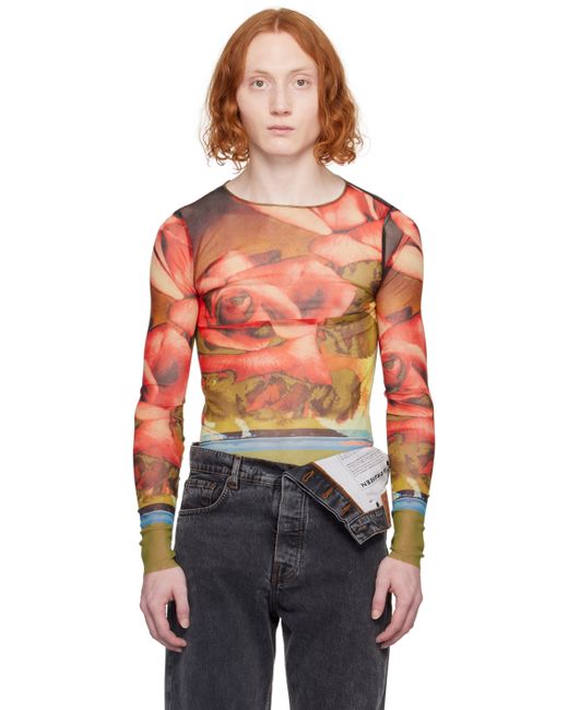 Jean Paul Gaultier Red Floral Long Sleeve T-Shirt