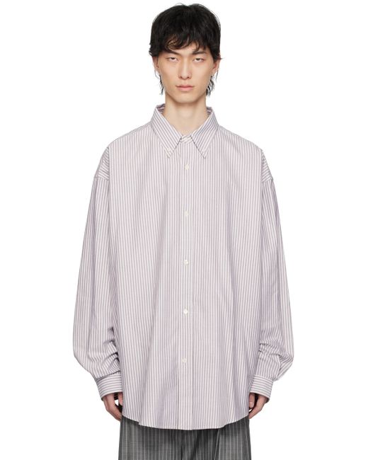 Hed Mayner White Striped Shirt
