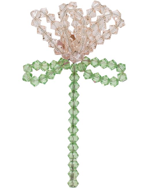 Simone Rocha Pink Cluster Crystal Flower Single Ear Cuff