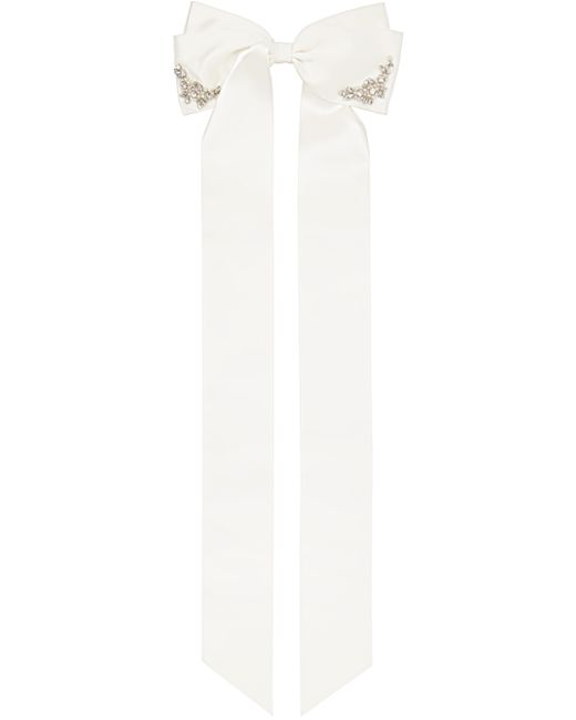 Simone Rocha Off-White Long Embellished Bow Hair Clip