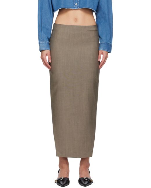 Givenchy Gray Front Kick Midi Skirt