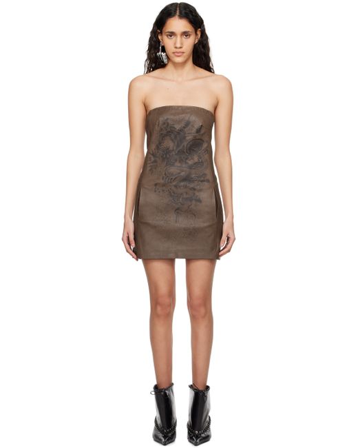 Jean Paul Gaultier Brown The Tattoo Leather Minidress
