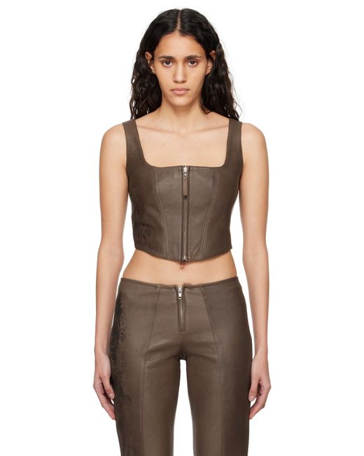 Jean Paul Gaultier Brown The Tattoo Leather Tank Top