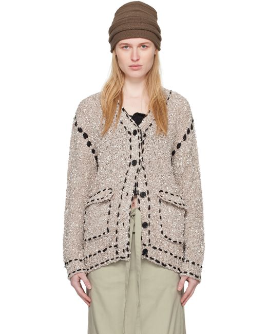Open Yy Taupe Contrast Cardigan