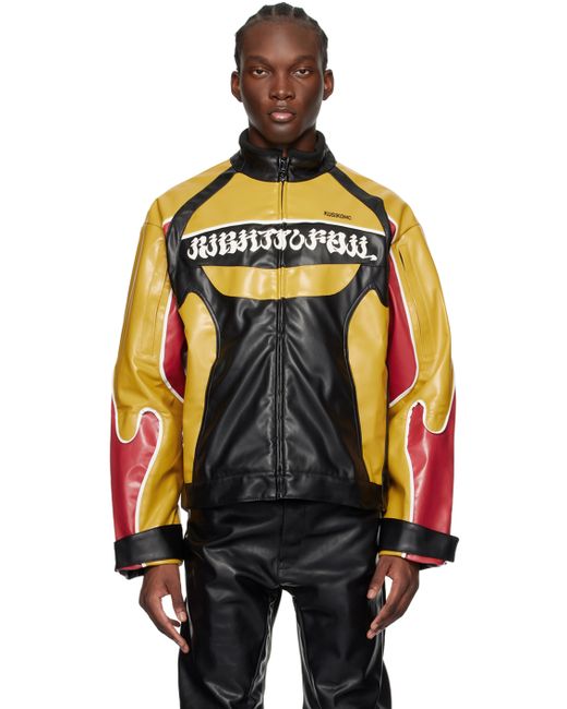 Kusikohc Yellow Rider Faux-Leather Jacket