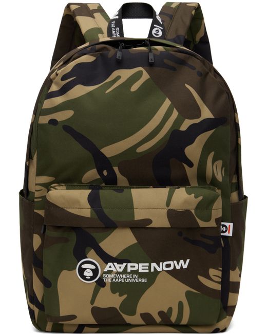 AAPE by A Bathing Ape Green Moonface Patch Camo Backpack