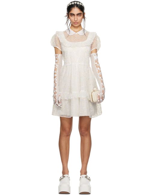 Anna Sui Exclusive White Ruffled Minidress