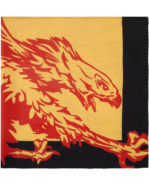 Lanvin Yellow Future Edition Printed Silk Eagle Scarf