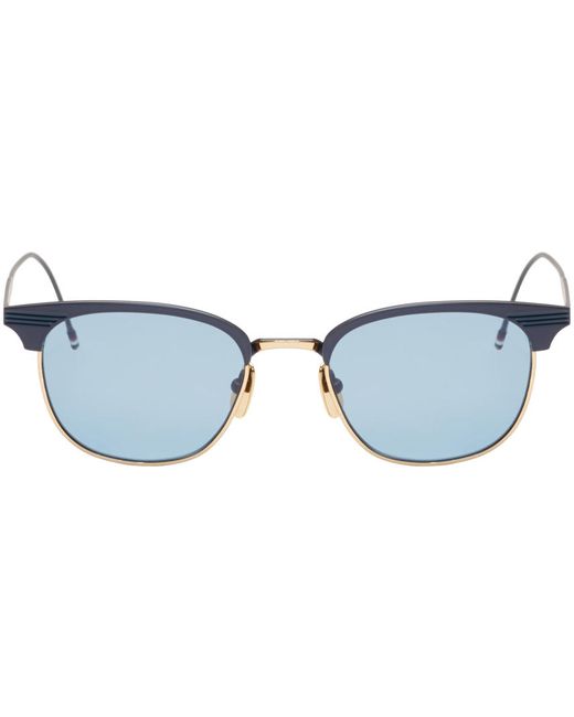 Thom Browne Navy and 18K Gold Matte Sunglasses