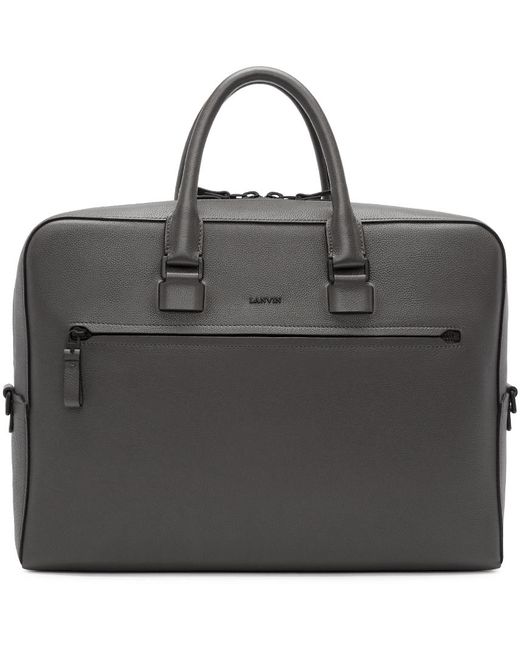 Lanvin Taupe Grained Leather Briefcase