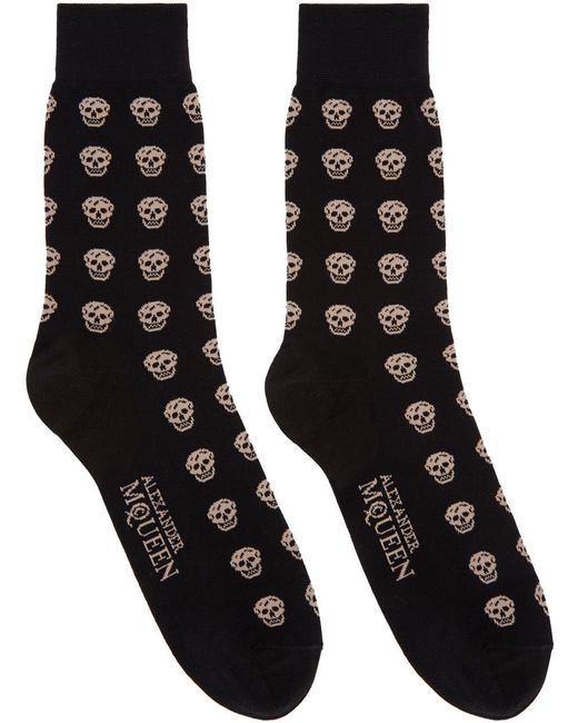 Alexander McQueen Black and Beige Skull Socks