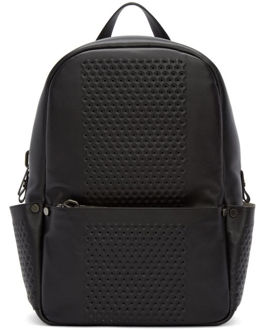 Calvin Klein Collection Black Leather Perforated Medium Backpack