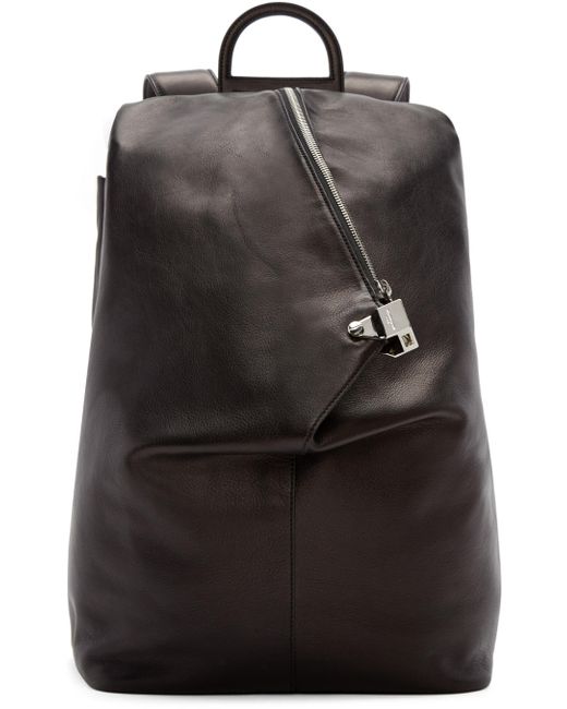 Wooyoungmi Black Leather Triangular Backpack