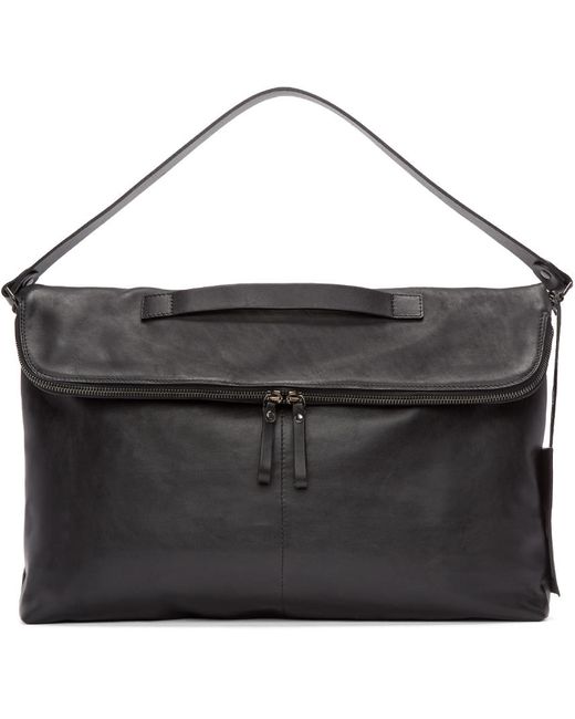 Marsèll Black Leather Piattona Messenger Bag