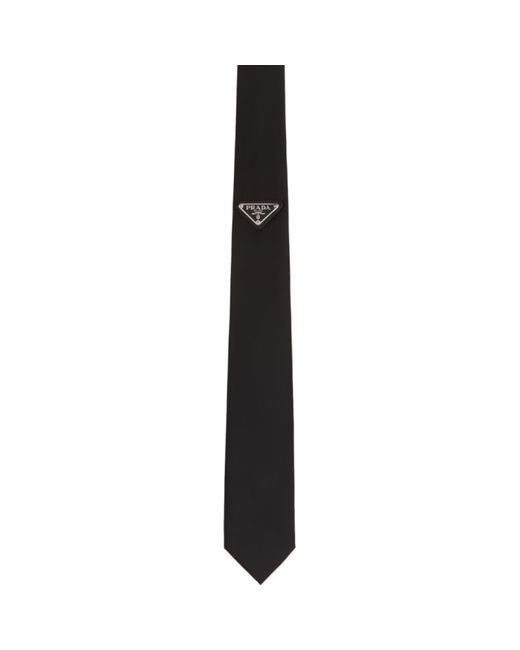 Prada Black Triangle Logo Tie