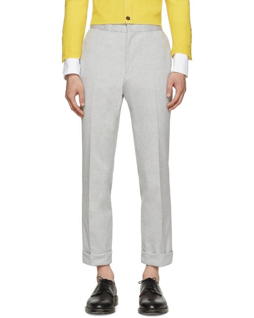 Thom Browne Grey Mélange Oxford Trousers