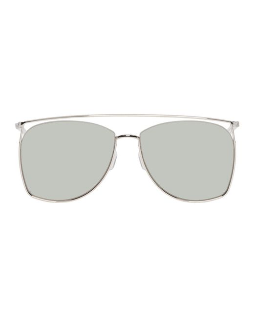 Gentle Monster Silver and Khaki Tick Tock Sunglasses