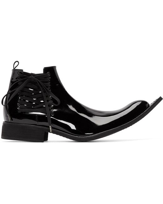 Comme Des Garçons Black Patent Leather Pointed Boots