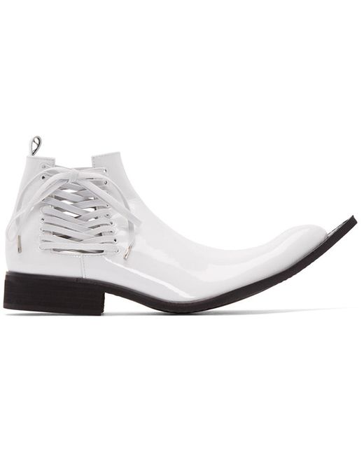 Comme Des Garçons White Patent Leather Pointed Boots