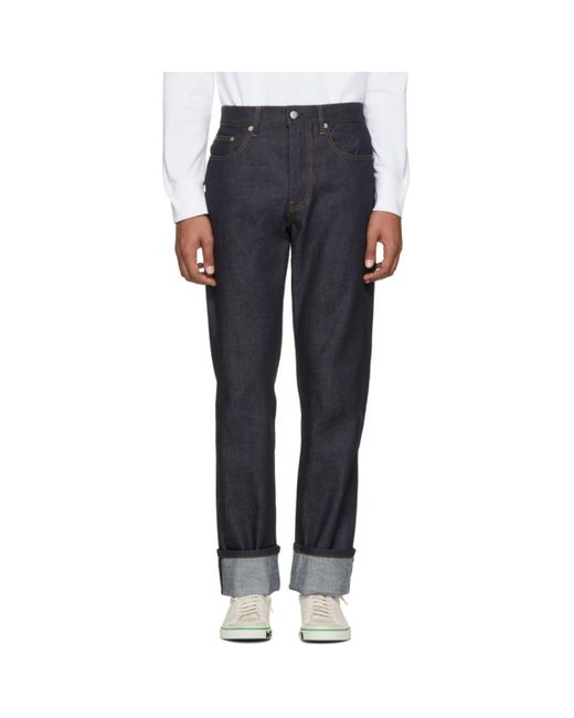 Helmut Lang Indigo Re-Edition Turn Up Raw Jeans