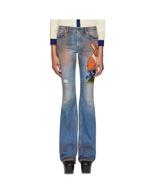 Gucci Embroidered Flared Jeans