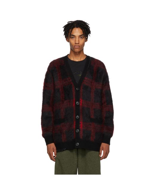 Coach 1941 Black and Red Mohair Plaid Cardigan
