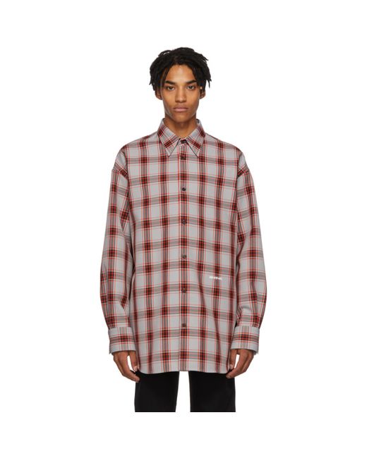 Calvin Klein 205W39Nyc Grey Oversized Tartan Check Shirt