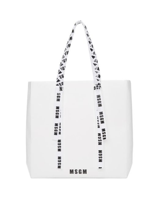 Msgm Large Logo Ribbon Shopper Tote