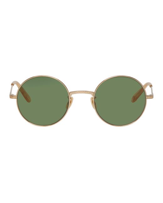 Garrett Leight Gold and Green Seville Sunglasses