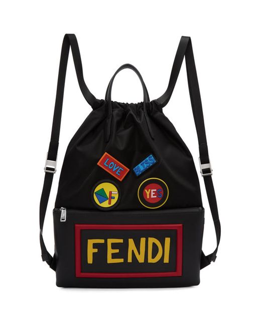 Fendi Nylon Logo Drawstring Backpack
