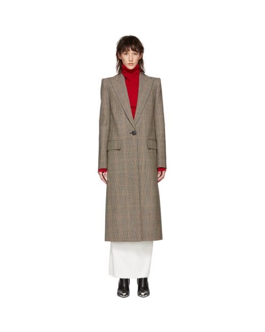 Givenchy Houndstooth Single Breasted Long Coat
