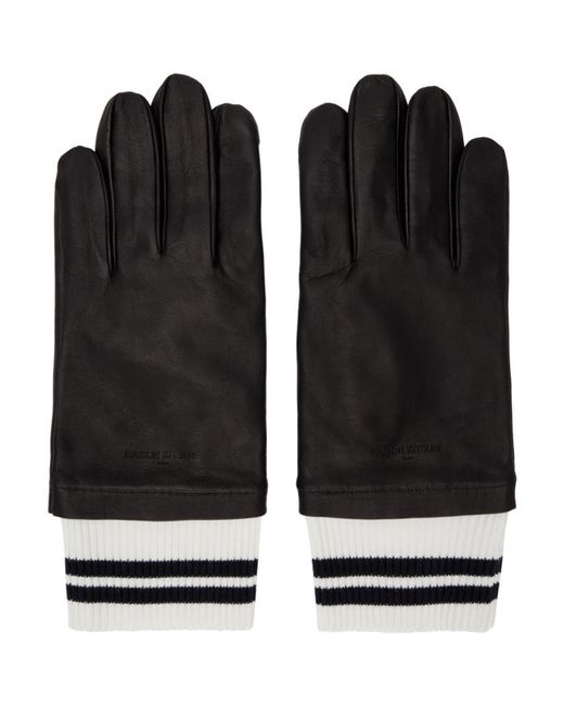 Maison Kitsuné Leather Ribbed Gloves