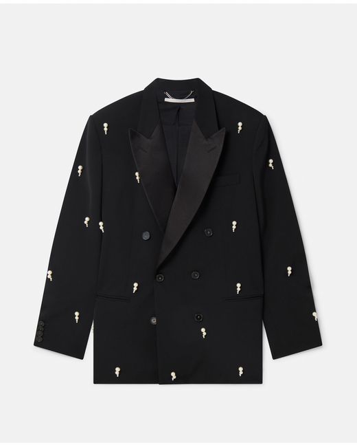 Stella McCartney Pearl Embroidery Oversized Double-Breasted Blazer