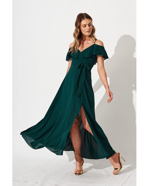 St.Frock Party Marit Maxi Dress Off the shoulder Emerald by