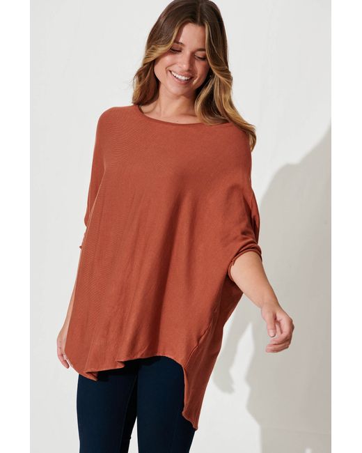 St.Frock Eye To Knit Top Full length sleeve Rust by