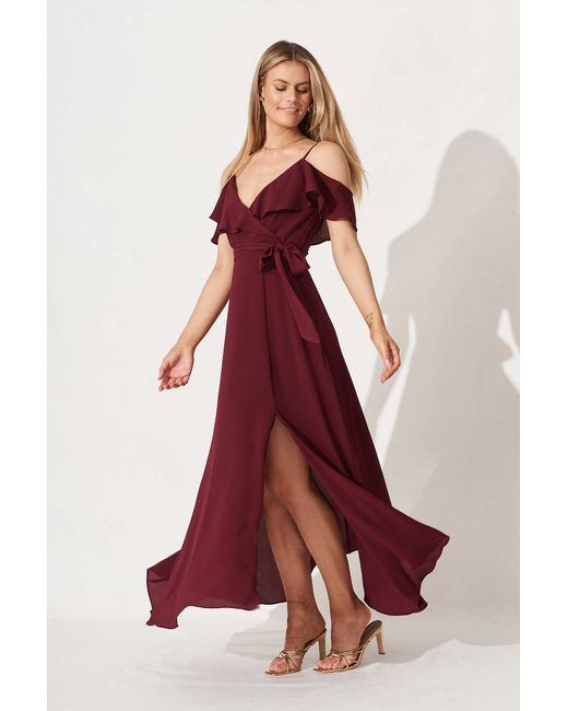 St.Frock Party Marit Maxi Dress Off the shoulder Wine by