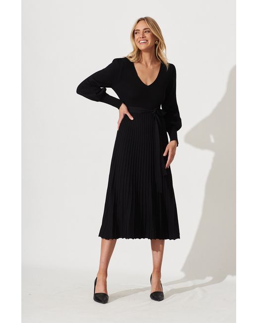 St.Frock Party Albi Midi Knit Dress Full length sleeve Cotton Blend by