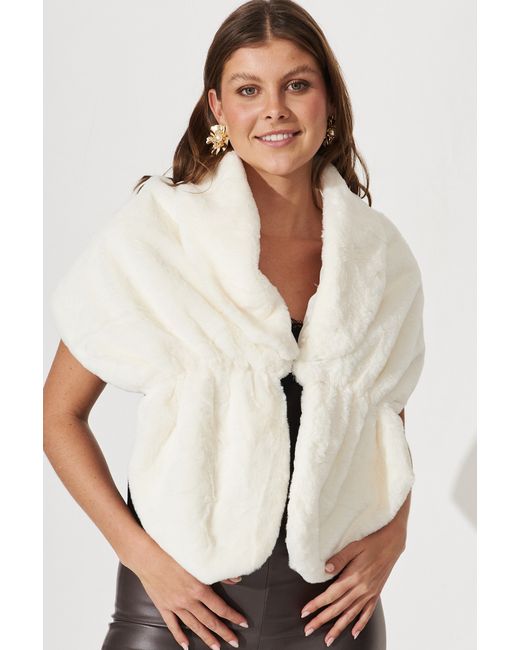 St.Frock Party Bayonne Faux Fur Scarf Cream by