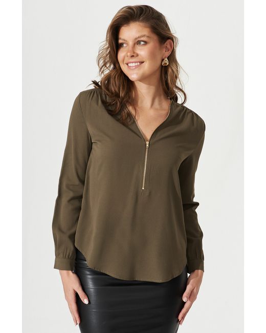 St.Frock Emerson Zip Top Full length sleeve Khaki by
